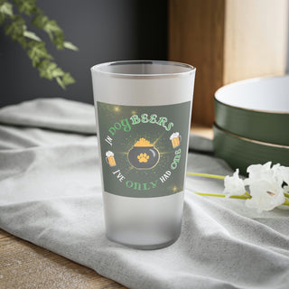 "In Dog Beers, I've Only Had One".  These frosted pint glasses are the pawfect barware for socializing at home. Made to hold 16 ounces of the delicious beverage of your choice.