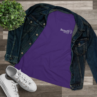 Brightest Star women's premium Tee shirt in Purple. The Brightest Star design features the Benefit Beagle logo in the top corner of the garment.