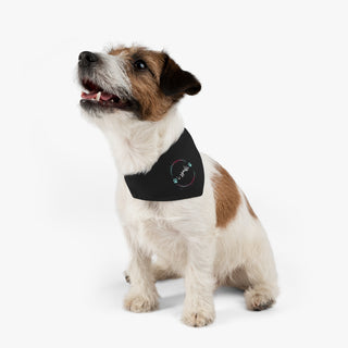 Dog wearing the Dog Hair is my Glitter Dog Collar Bandana in Black. The Dog Hair is my Glitter design features the phrase "I sparkle" inside a circle with paw prints. Comes with black adjustable collar.