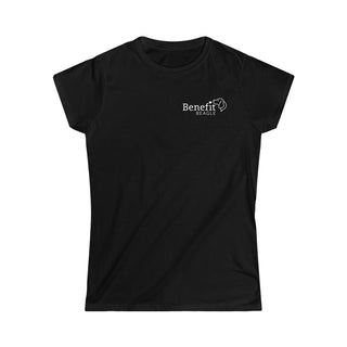 Brightest Star women's softstyle Tee shirt in Black. The Brightest Star design features the Benefit Beagle logo in the top corner of the garment.