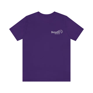 Brightest Star unisex Short Sleeve Tee shirt in purple. The Brightest Star design features the Benefit Beagle logo in the top corner of the garment.