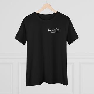 Brightest Star women's premium Tee shirt in black. The Brightest Star design features the Benefit Beagle logo in the top corner of the garment.