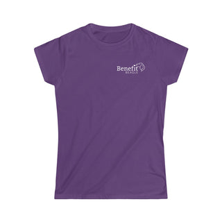 Brightest Star women's softstyle Tee shirt in Purple. The Brightest Star design features the Benefit Beagle logo in the top corner of the garment.