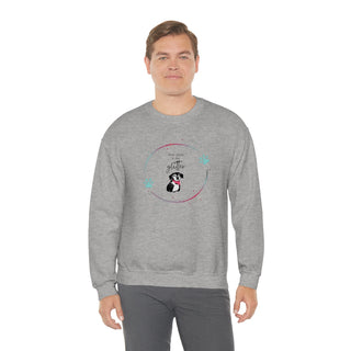 Dog Hair is my Glitter Unisex Crewneck in Sport Grey. The Dog Hair is my Glitter design features a dog with the phrase "Dog Hair is my Glitter" above it and it is surrounded by a circle with paw prints.